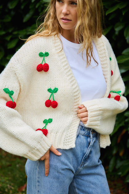 Cardigan Leonie cerises